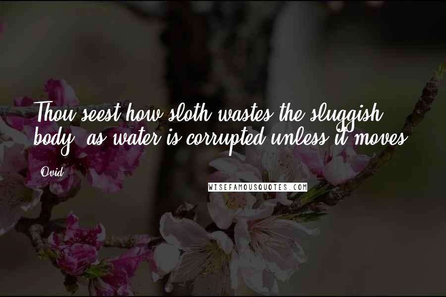Ovid Quotes: Thou seest how sloth wastes the sluggish body, as water is corrupted unless it moves.