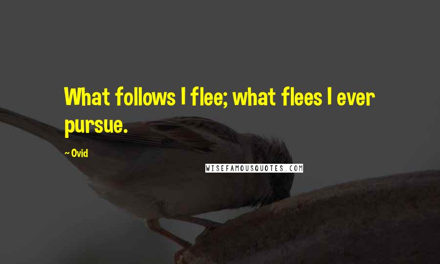 Ovid Quotes: What follows I flee; what flees I ever pursue.