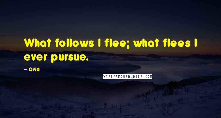 Ovid Quotes: What follows I flee; what flees I ever pursue.