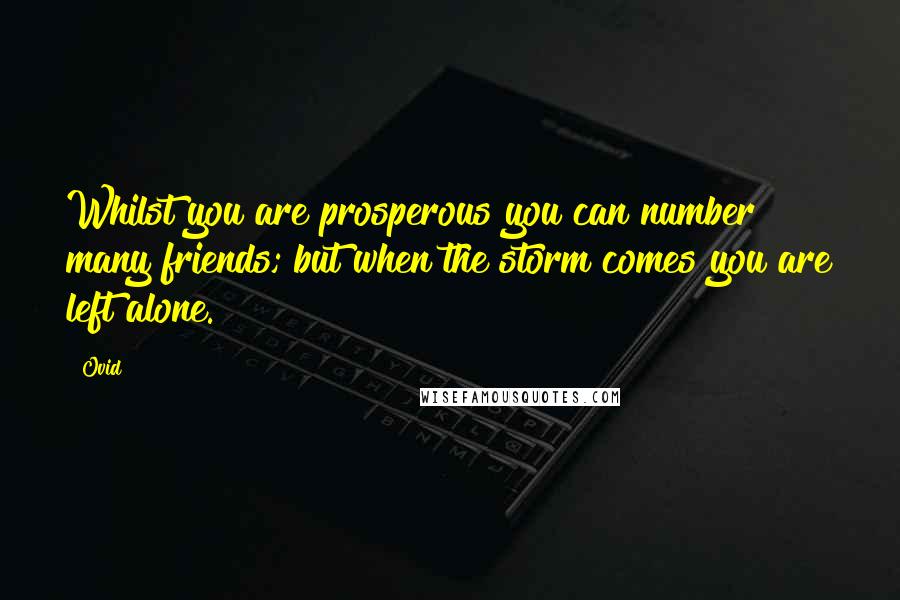 Ovid Quotes: Whilst you are prosperous you can number many friends; but when the storm comes you are left alone.