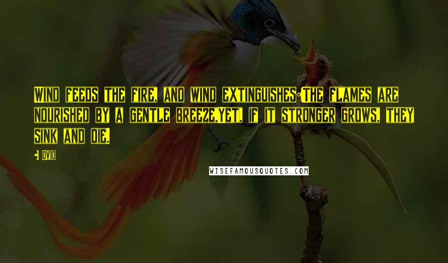 Ovid Quotes: Wind feeds the fire, and wind extinguishes:The flames are nourished by a gentle breeze,Yet, if it stronger grows, they sink and die.