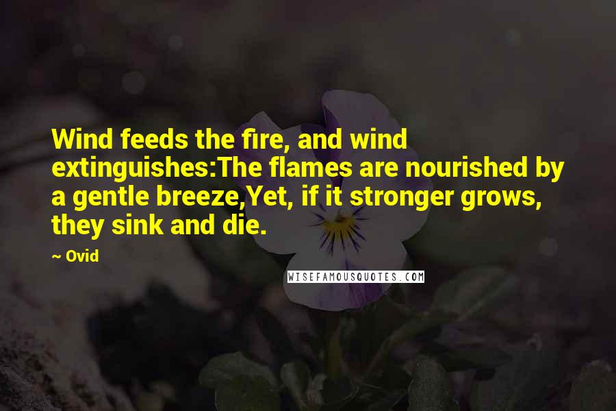 Ovid Quotes: Wind feeds the fire, and wind extinguishes:The flames are nourished by a gentle breeze,Yet, if it stronger grows, they sink and die.