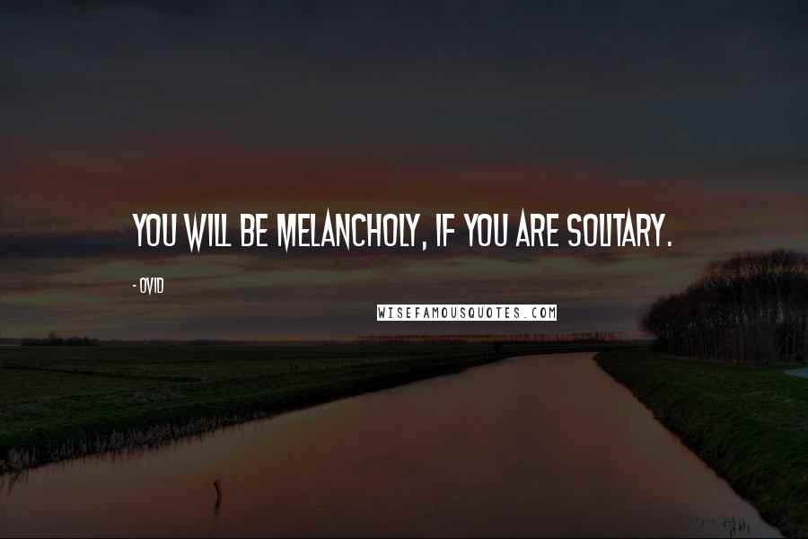 Ovid Quotes: You will be melancholy, if you are solitary.