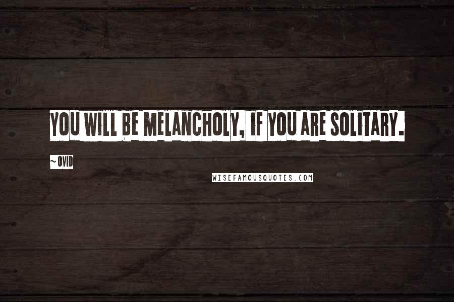 Ovid Quotes: You will be melancholy, if you are solitary.