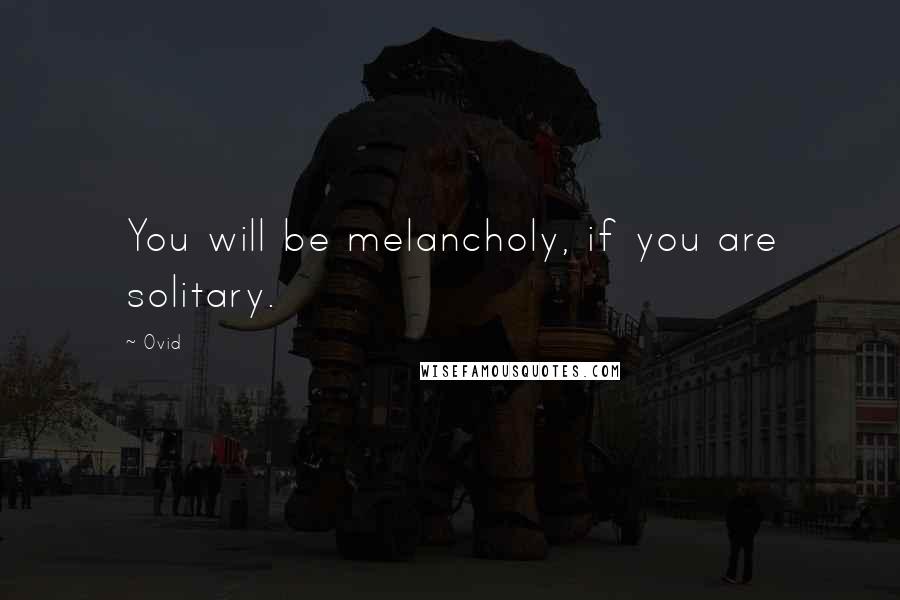 Ovid Quotes: You will be melancholy, if you are solitary.