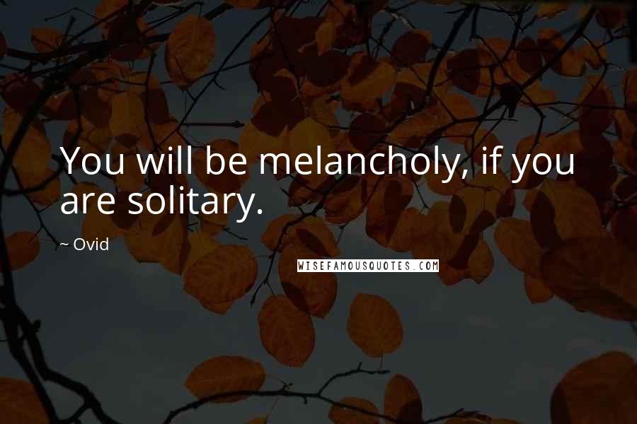 Ovid Quotes: You will be melancholy, if you are solitary.
