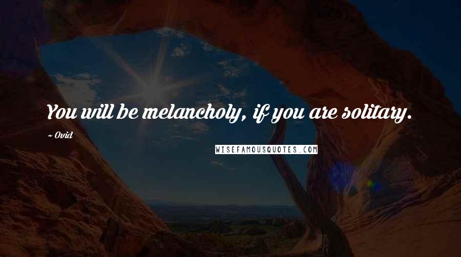 Ovid Quotes: You will be melancholy, if you are solitary.
