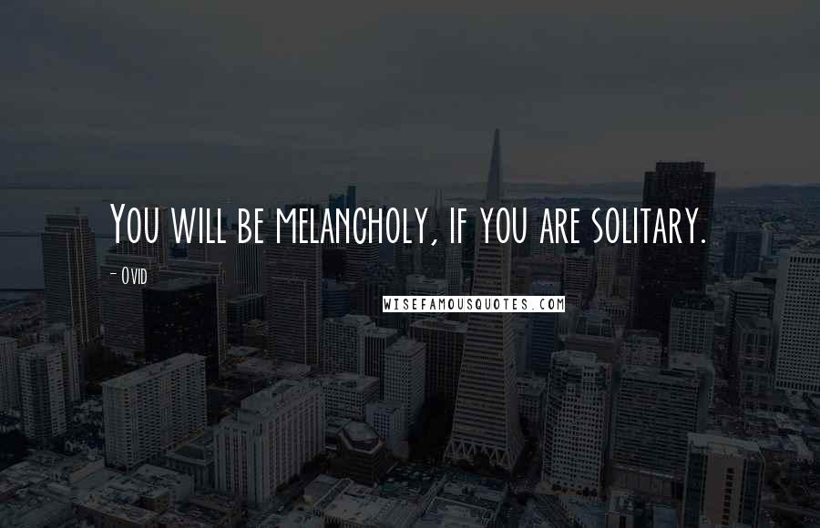 Ovid Quotes: You will be melancholy, if you are solitary.