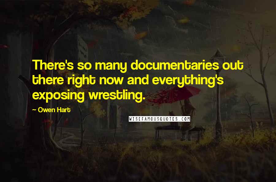 Owen Hart Quotes: There's so many documentaries out there right now and everything's exposing wrestling.