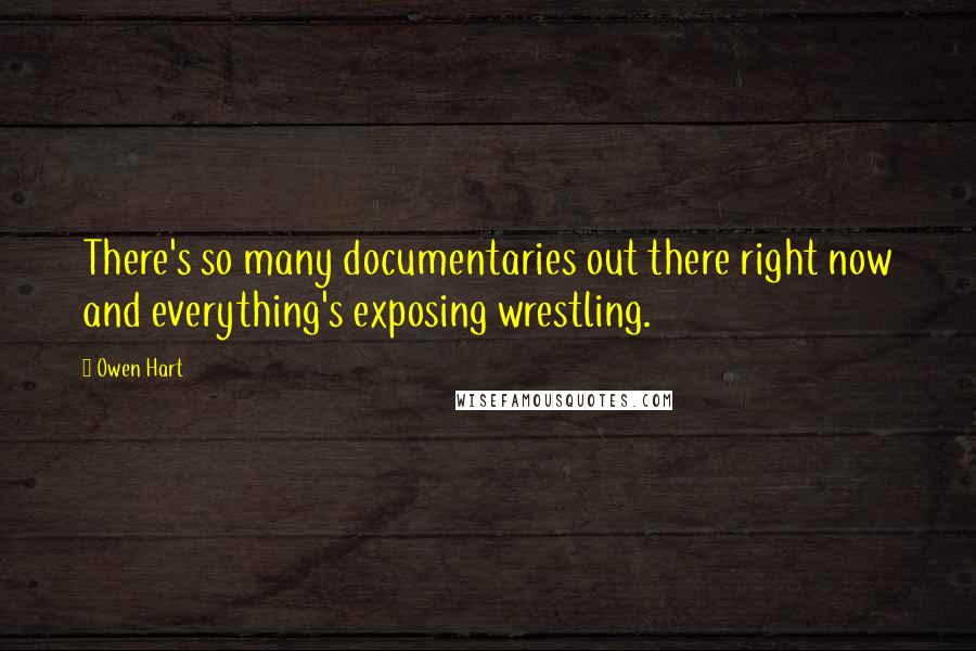 Owen Hart Quotes: There's so many documentaries out there right now and everything's exposing wrestling.