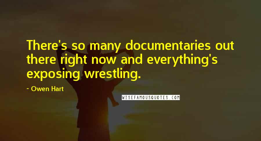 Owen Hart Quotes: There's so many documentaries out there right now and everything's exposing wrestling.