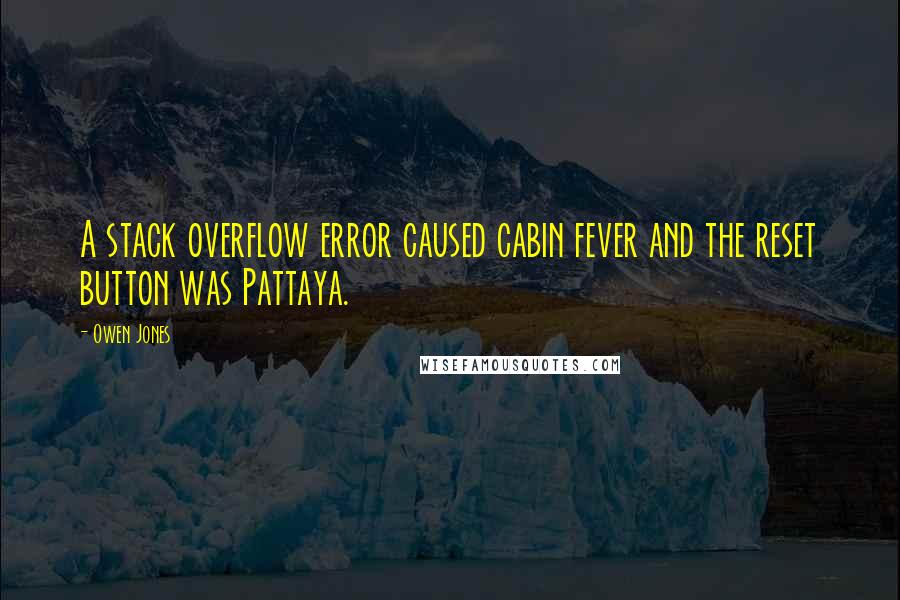 Owen Jones Quotes: A stack overflow error caused cabin fever and the reset button was Pattaya.