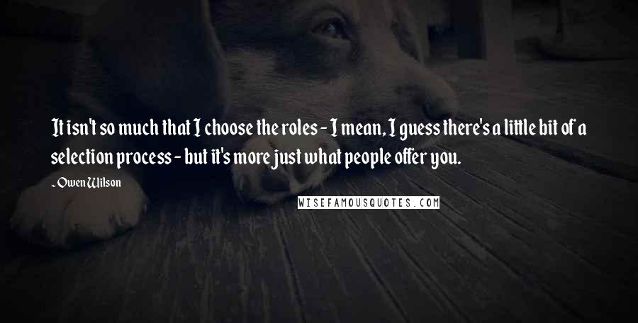 Owen Wilson Quotes: It isn't so much that I choose the roles - I mean, I guess there's a little bit of a selection process - but it's more just what people offer you.