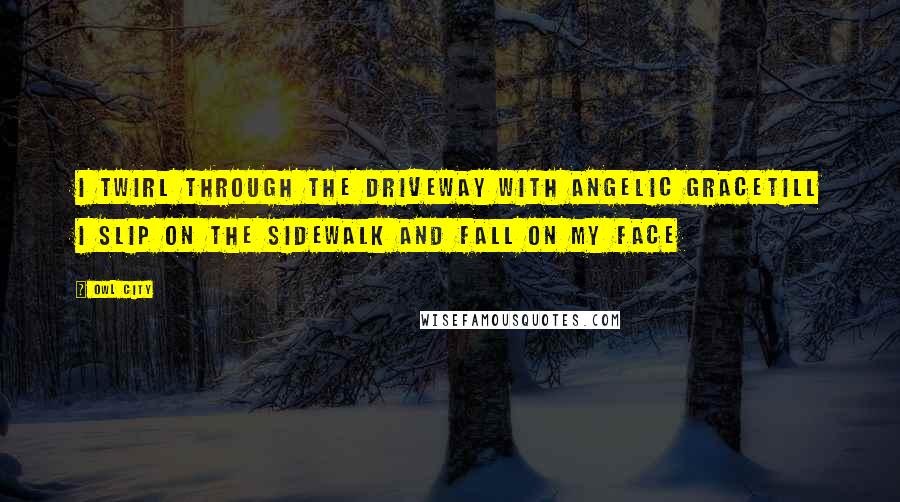 Owl City Quotes: I twirl through the driveway with angelic graceTill I slip on the sidewalk and fall on my face