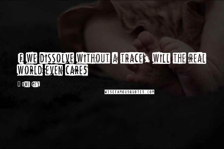 Owl City Quotes: If we dissolve without a trace, will the real world even care?