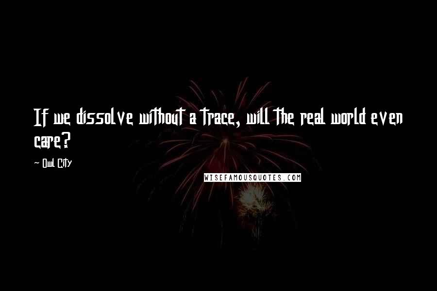 Owl City Quotes: If we dissolve without a trace, will the real world even care?