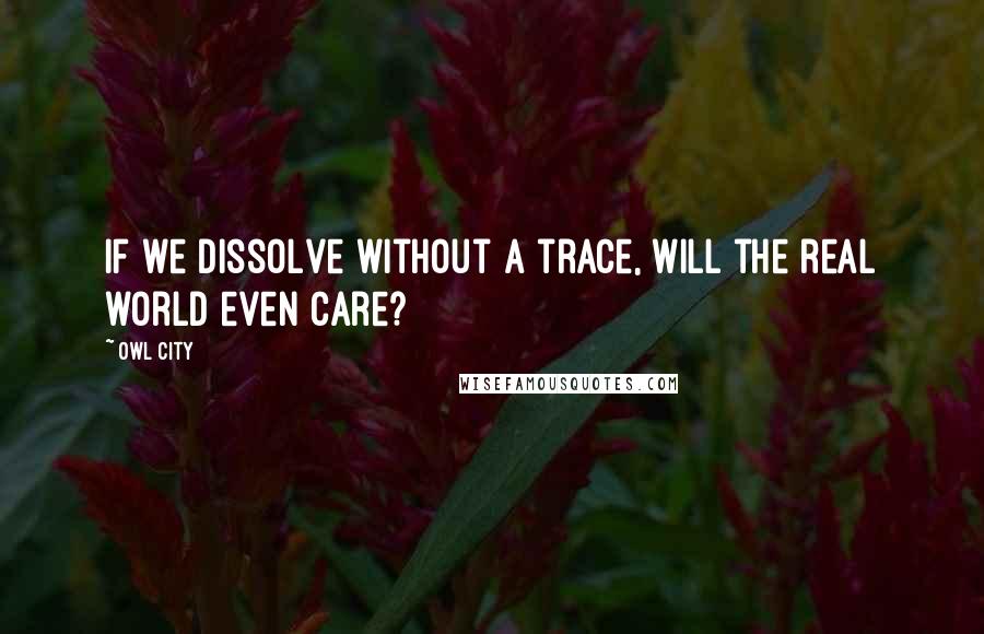 Owl City Quotes: If we dissolve without a trace, will the real world even care?