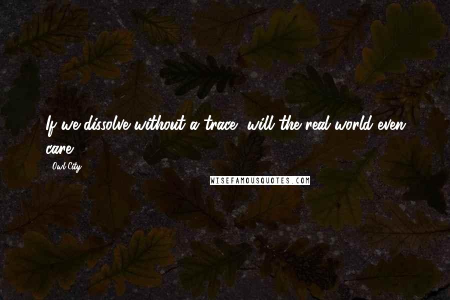 Owl City Quotes: If we dissolve without a trace, will the real world even care?