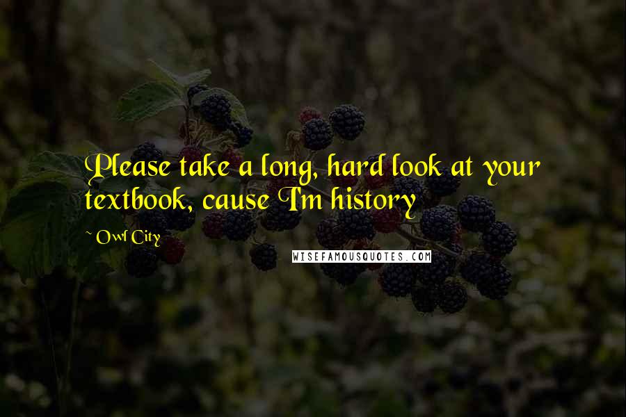 Owl City Quotes: Please take a long, hard look at your textbook, cause I'm history