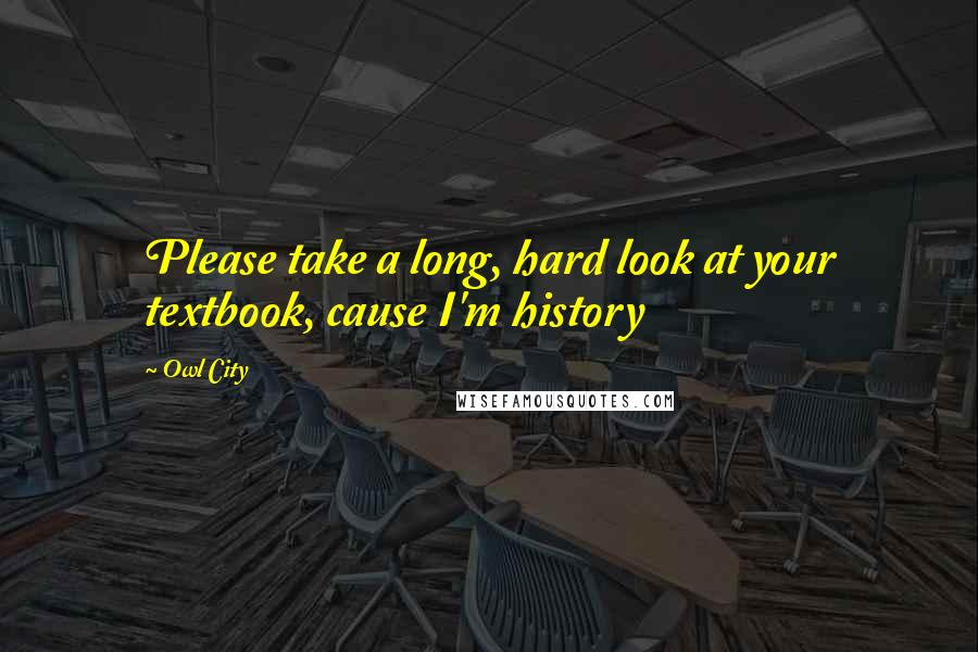 Owl City Quotes: Please take a long, hard look at your textbook, cause I'm history