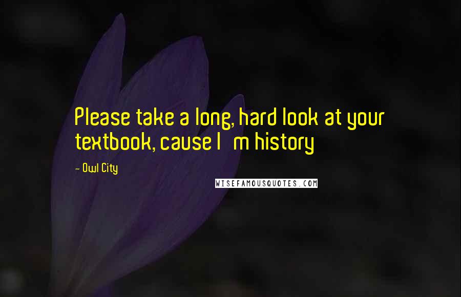 Owl City Quotes: Please take a long, hard look at your textbook, cause I'm history