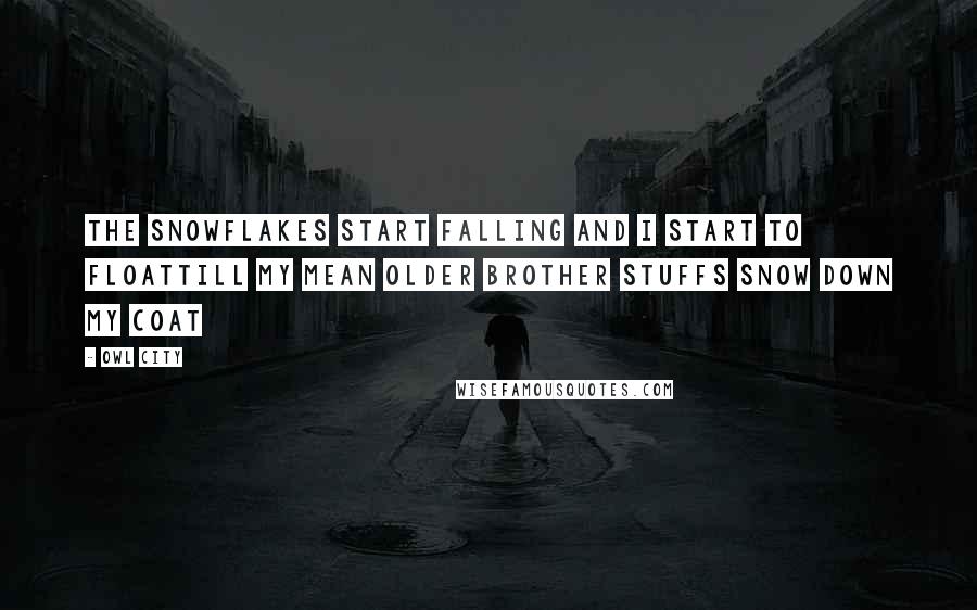 Owl City Quotes: The snowflakes start falling and I start to floatTill my mean older brother stuffs snow down my coat