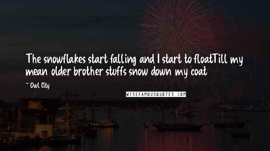 Owl City Quotes: The snowflakes start falling and I start to floatTill my mean older brother stuffs snow down my coat