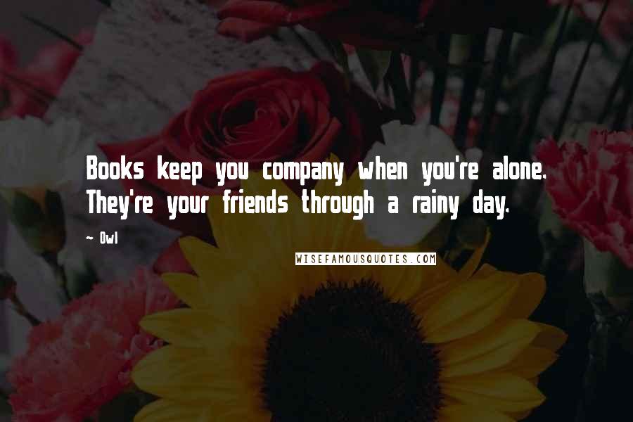 Owl Quotes: Books keep you company when you're alone. They're your friends through a rainy day.