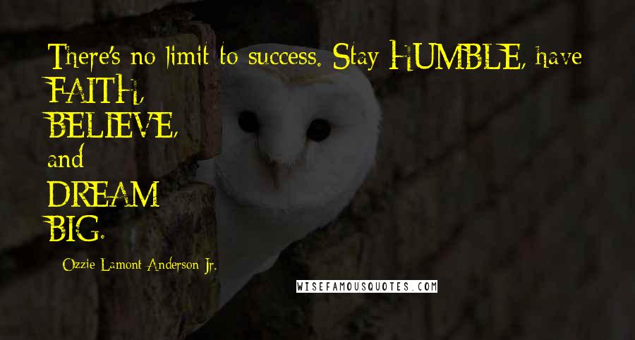 Ozzie Lamont Anderson Jr. Quotes: There's no limit to success. Stay HUMBLE, have FAITH, BELIEVE, and DREAM BIG.