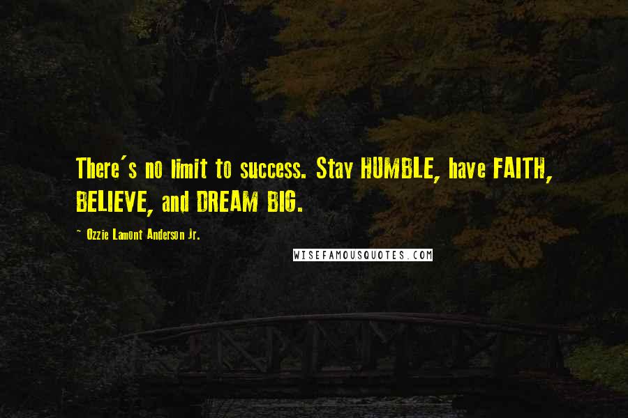 Ozzie Lamont Anderson Jr. Quotes: There's no limit to success. Stay HUMBLE, have FAITH, BELIEVE, and DREAM BIG.