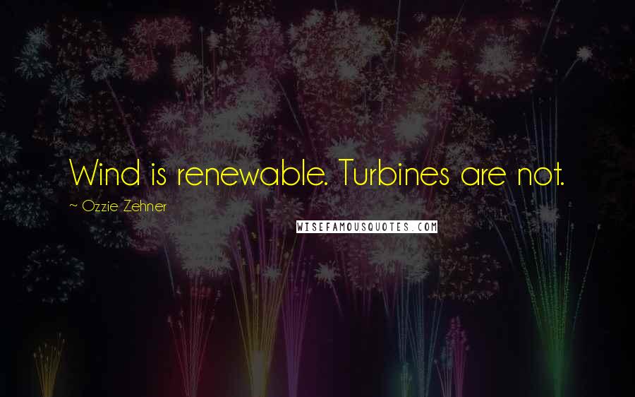 Ozzie Zehner Quotes: Wind is renewable. Turbines are not.