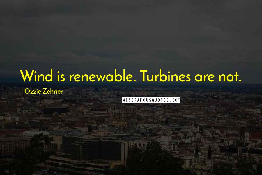 Ozzie Zehner Quotes: Wind is renewable. Turbines are not.