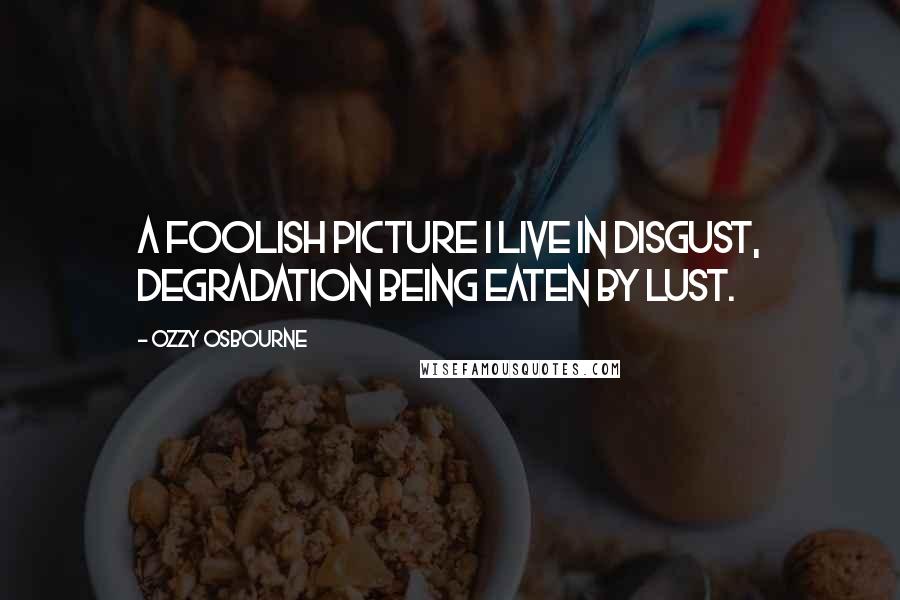 Ozzy Osbourne Quotes: A foolish picture I live in disgust, degradation being eaten by lust.