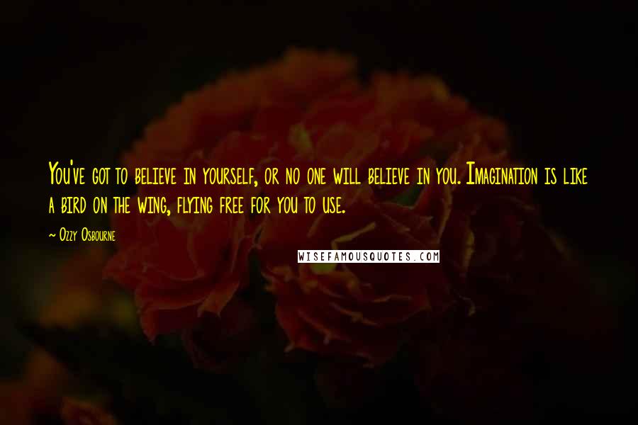 Ozzy Osbourne Quotes: You've got to believe in yourself, or no one will believe in you. Imagination is like a bird on the wing, flying free for you to use.