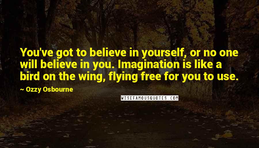 Ozzy Osbourne Quotes: You've got to believe in yourself, or no one will believe in you. Imagination is like a bird on the wing, flying free for you to use.