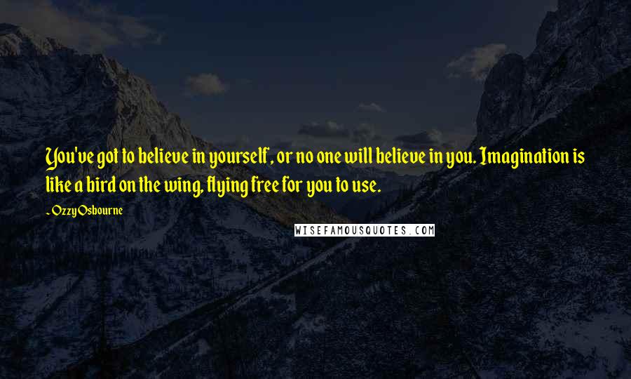 Ozzy Osbourne Quotes: You've got to believe in yourself, or no one will believe in you. Imagination is like a bird on the wing, flying free for you to use.