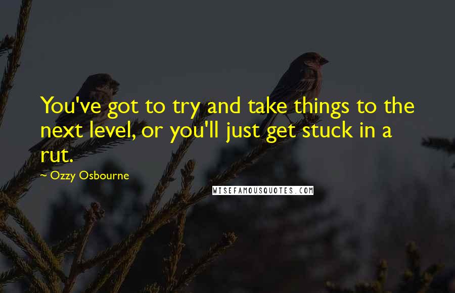 Ozzy Osbourne Quotes: You've got to try and take things to the next level, or you'll just get stuck in a rut.