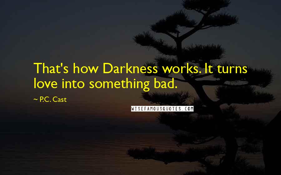 P.C. Cast Quotes: That's how Darkness works. It turns love into something bad.