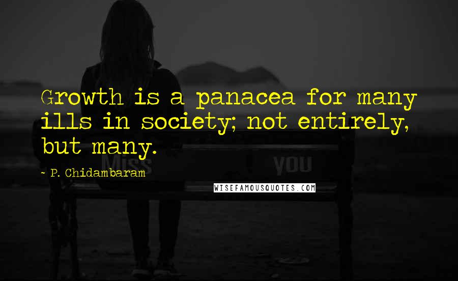 P. Chidambaram Quotes: Growth is a panacea for many ills in society; not entirely, but many.