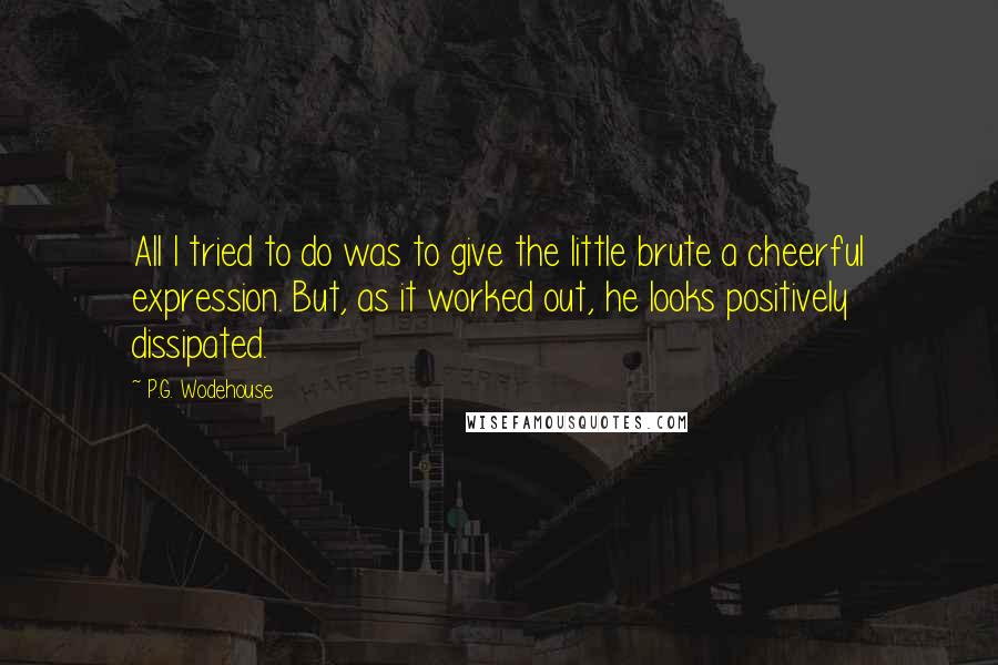 P.G. Wodehouse Quotes: All I tried to do was to give the little brute a cheerful expression. But, as it worked out, he looks positively dissipated.