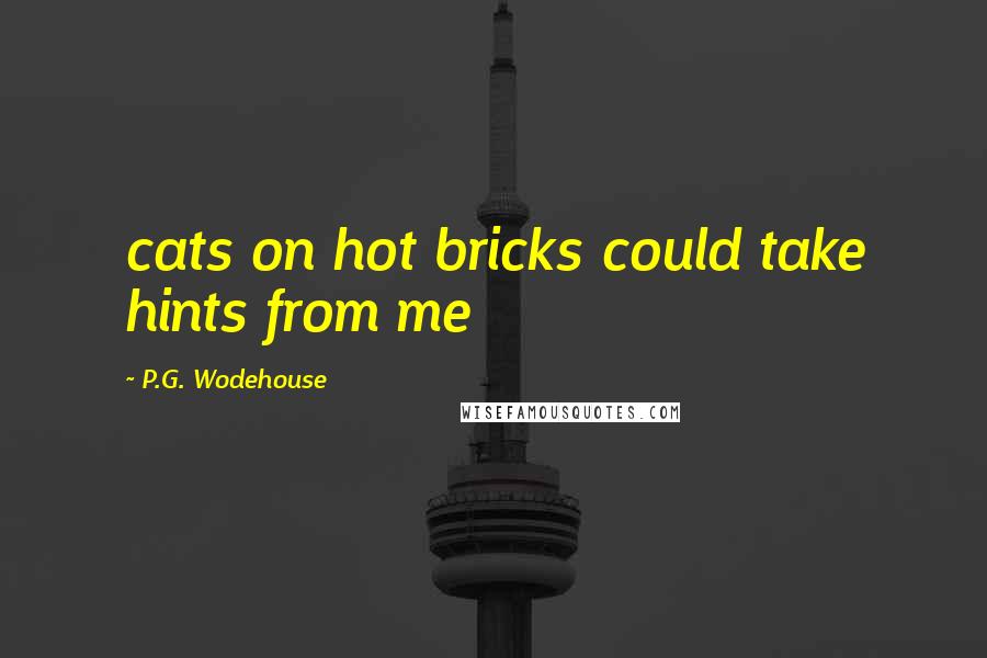 P.G. Wodehouse Quotes: cats on hot bricks could take hints from me