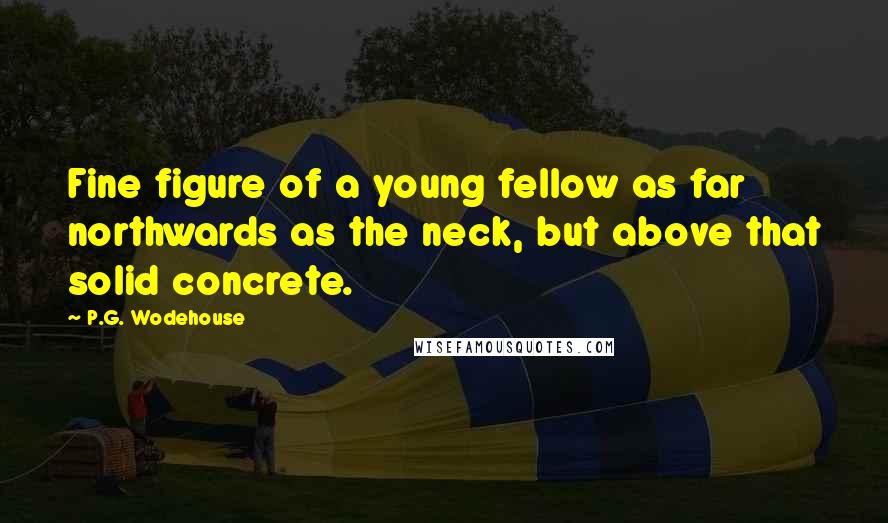 P.G. Wodehouse Quotes: Fine figure of a young fellow as far northwards as the neck, but above that solid concrete.