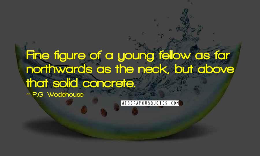 P.G. Wodehouse Quotes: Fine figure of a young fellow as far northwards as the neck, but above that solid concrete.