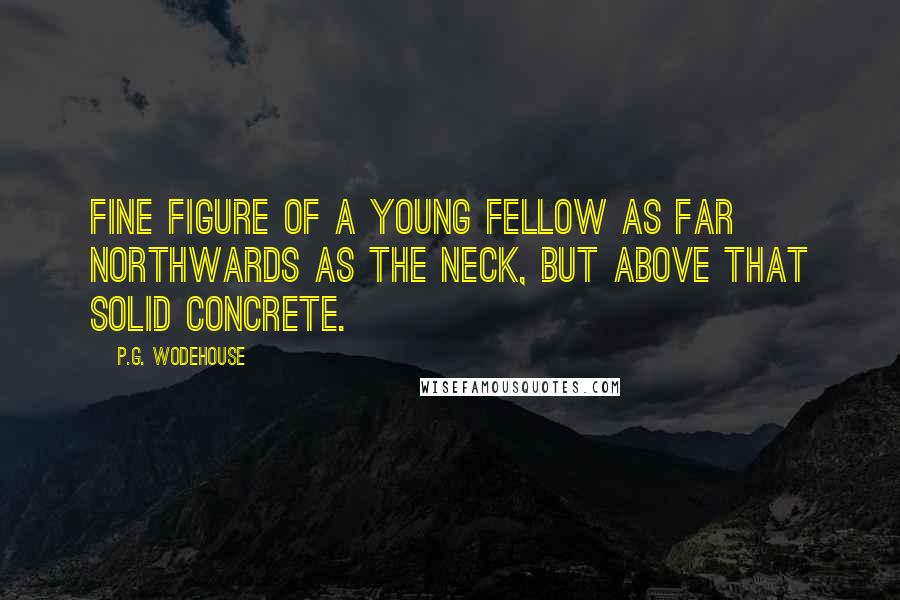 P.G. Wodehouse Quotes: Fine figure of a young fellow as far northwards as the neck, but above that solid concrete.