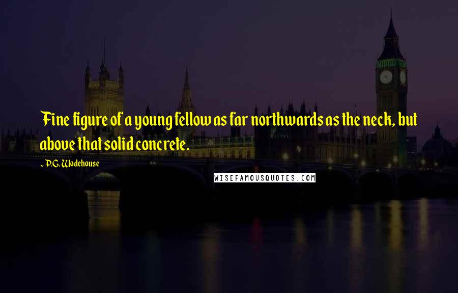 P.G. Wodehouse Quotes: Fine figure of a young fellow as far northwards as the neck, but above that solid concrete.