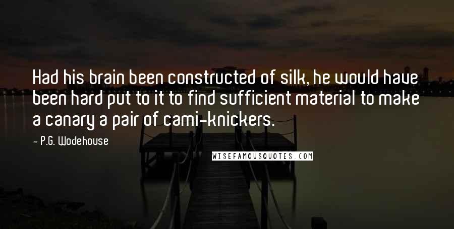 P.G. Wodehouse Quotes: Had his brain been constructed of silk, he would have been hard put to it to find sufficient material to make a canary a pair of cami-knickers.