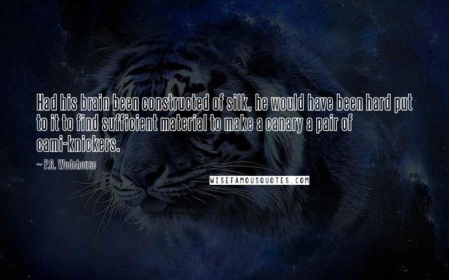 P.G. Wodehouse Quotes: Had his brain been constructed of silk, he would have been hard put to it to find sufficient material to make a canary a pair of cami-knickers.