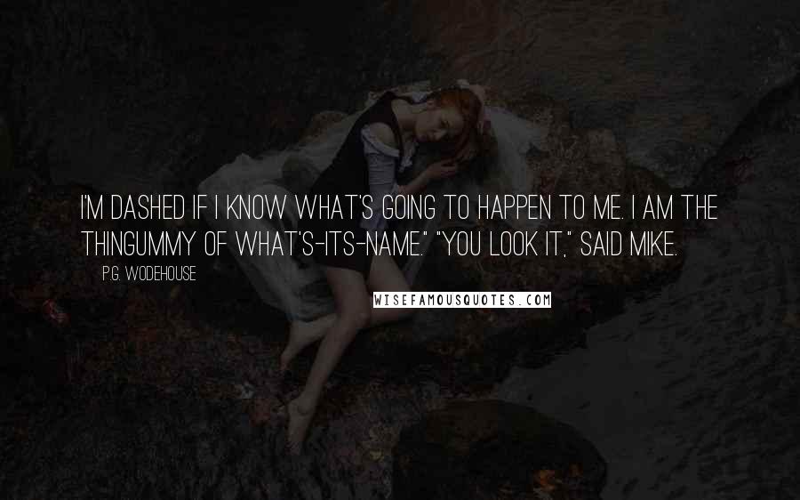 P.G. Wodehouse Quotes: I'm dashed if I know what's going to happen to me. I am the thingummy of what's-its-name." "You look it," said Mike.