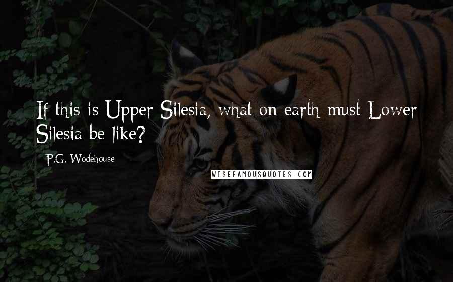 P.G. Wodehouse Quotes: If this is Upper Silesia, what on earth must Lower Silesia be like?