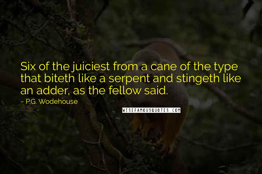 P.G. Wodehouse Quotes: Six of the juiciest from a cane of the type that biteth like a serpent and stingeth like an adder, as the fellow said.